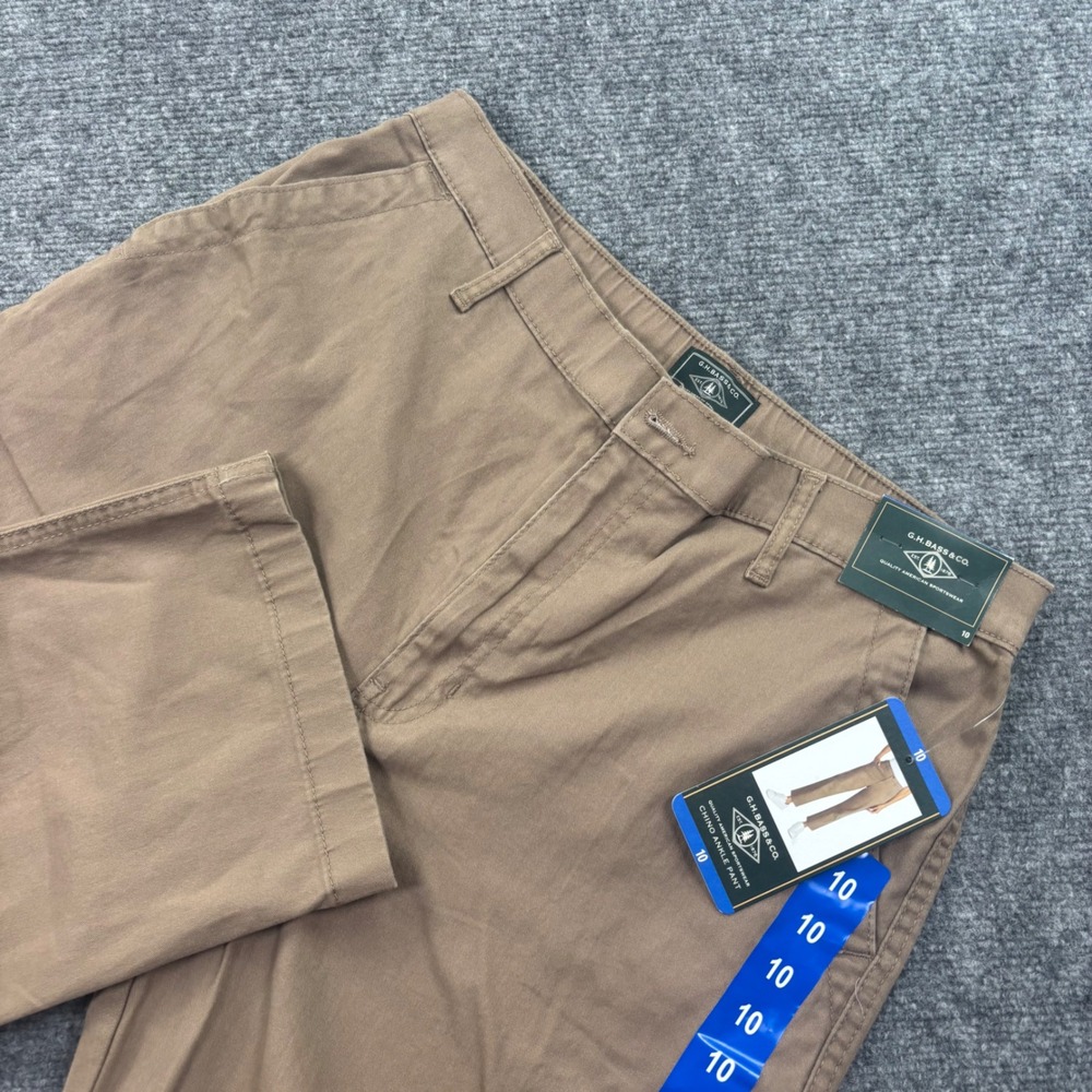 G.H. Bass Chino Ankle Pant 10 Brown Stretch‎ Casual Mens